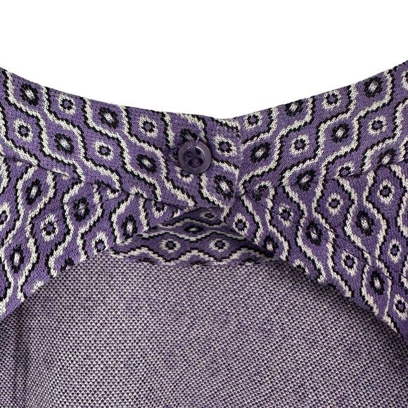 ZARA Dress Purple Open Back Heart Jacquard Size M Disco Long Sleeve Groovy Mock - Picture 6 of 9